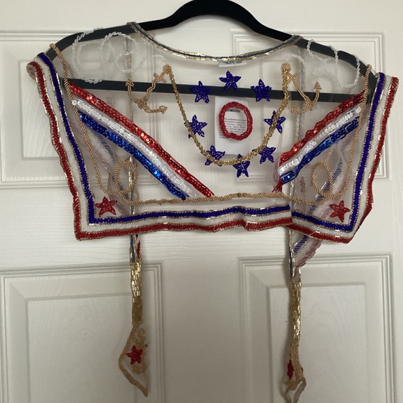 Red white & blue Las Vegas Sharmark shawl - Picture 3 of 3